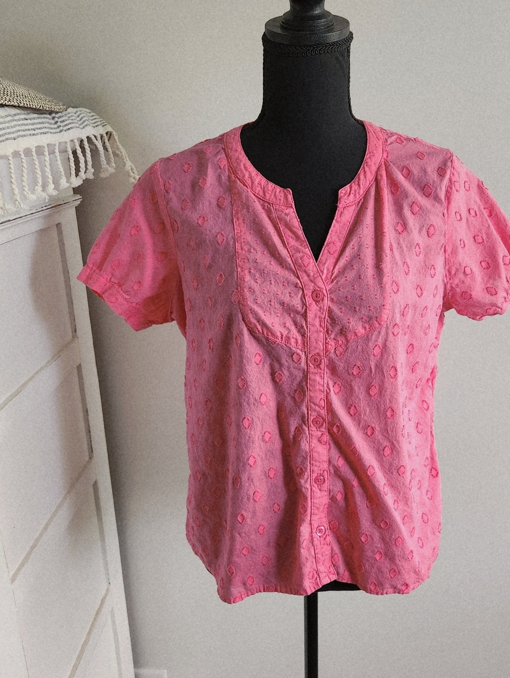 CARIBBEAN JOE SHORT SLEEVE BUTTON-DOWN BLOUSE